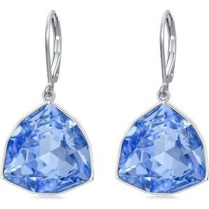 Sterling Silver Blue Topaz Geometric Birthstone Dangle Drop Earring Jewelry